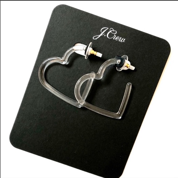 J.Crew✨New✨Heart Hoop Clear Acetate Earrings - Picture 8 of 8